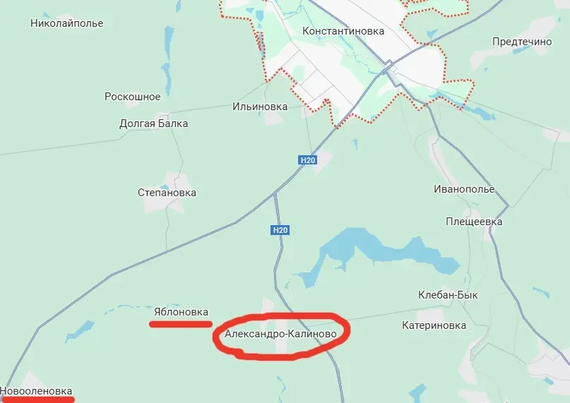 Российские войска закрепились в Александро-Калиново на южных подступах к Константиновке