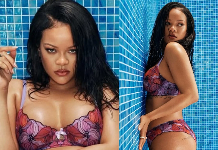 Беременная Рианна снялась в нижнем белье